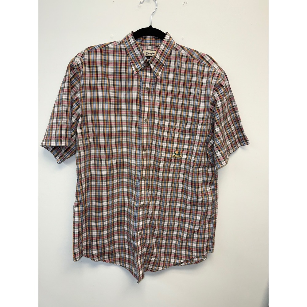 Wrangler Riata Mens Plaid Short Sleeve Button Down Shirt Multi Color XL